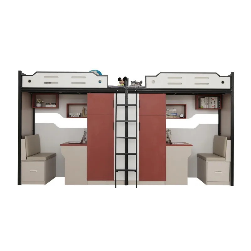 Customized Modern Design Metal Bunk Bed with Study Table School Dormitory Furniture for Bedroom Hotel & Hospital & Apartment