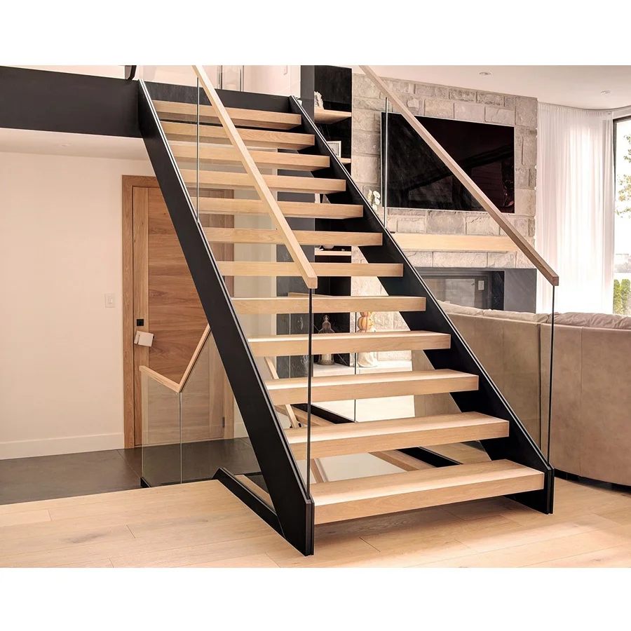 Balcony Glass Guardrail Outdoor Solid Wood Stainless Steel Staircase Handrail Household Attic Railing Fence Escalator