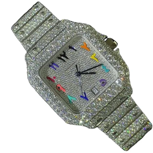 Luxury New2025 3Atm Water Resistant clean Tangan Pria Original Japan Movement Stainless Steel Iced Out Moissanite BussDown Watch