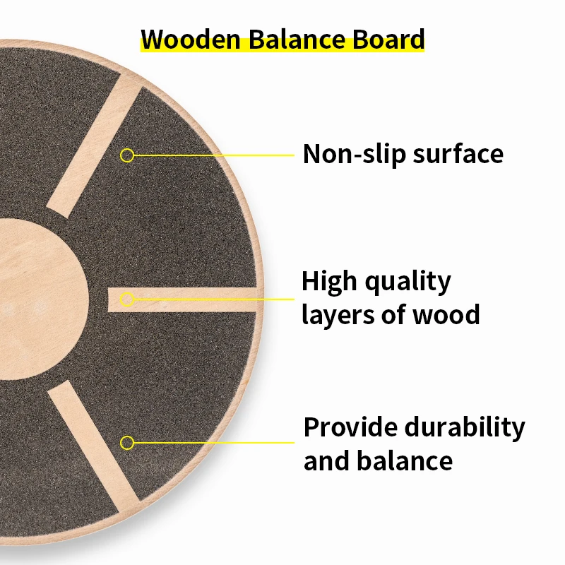Stability Trainer Durable Non-slip Surf Round Spinning Wobble Wooden Balance Board Fitness Board