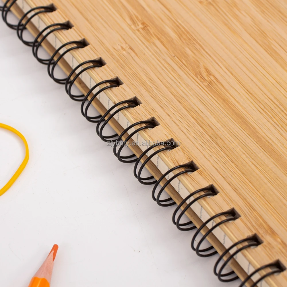 Factory Direct Cheap Customize Stationary Gift set 80 Sheets Bamboo Wooden Notepad With Spiral Binding