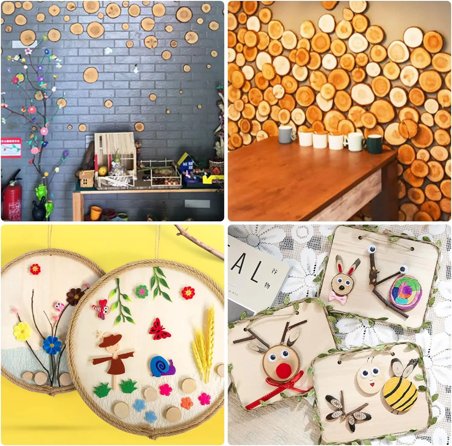 0.6 Inch Natural Beech Wood Chips Unfinished Round Wood Chips DIY Crafts Christmas Decoration