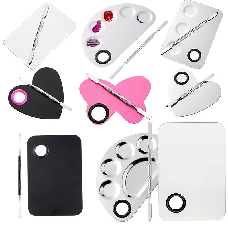 Best Price Manicure Palette Butterfly Shape Stainless Steel Cosmetic Mixing Makeup Palette