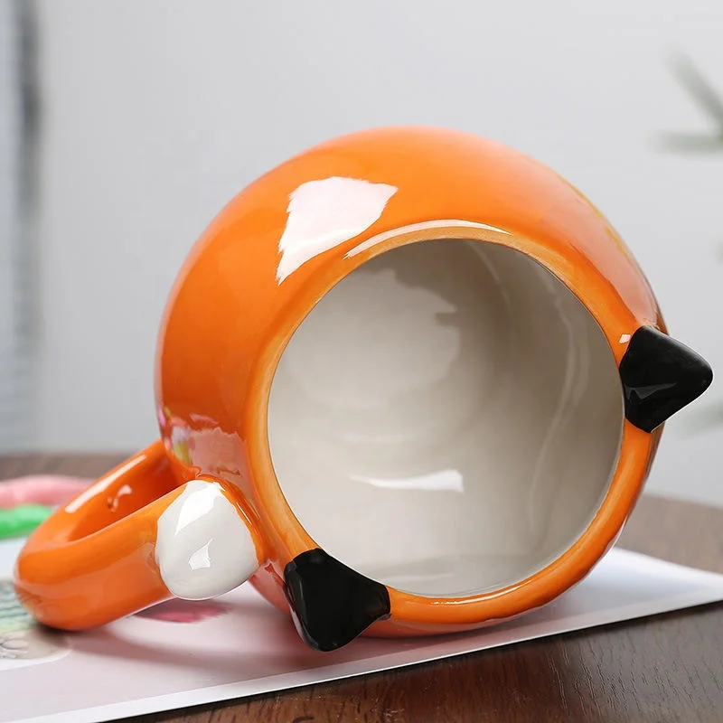Cartoon mug fox shaped ceramic cup cute office cup breakfast milk cup personality