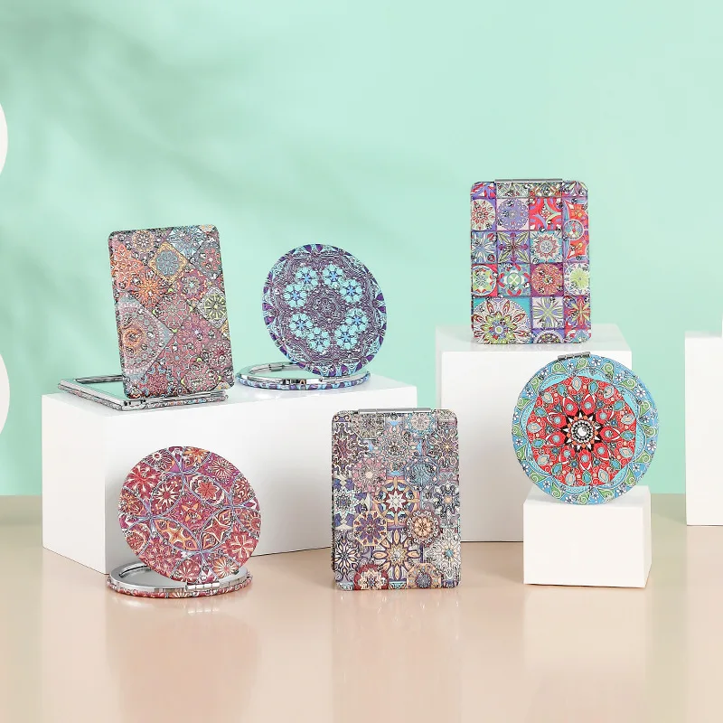 Customized Double Sides PU Leather Cover Magnifying Vanity Mirror Pocket Makeup Mirror for Gift Souvenir