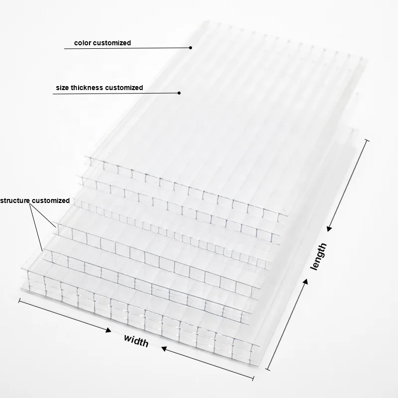 6mm 8mm 10mm UV extruded clear cellular hollow panel polycarbonate alveolar policarbonato sheets for greenhouse roof
