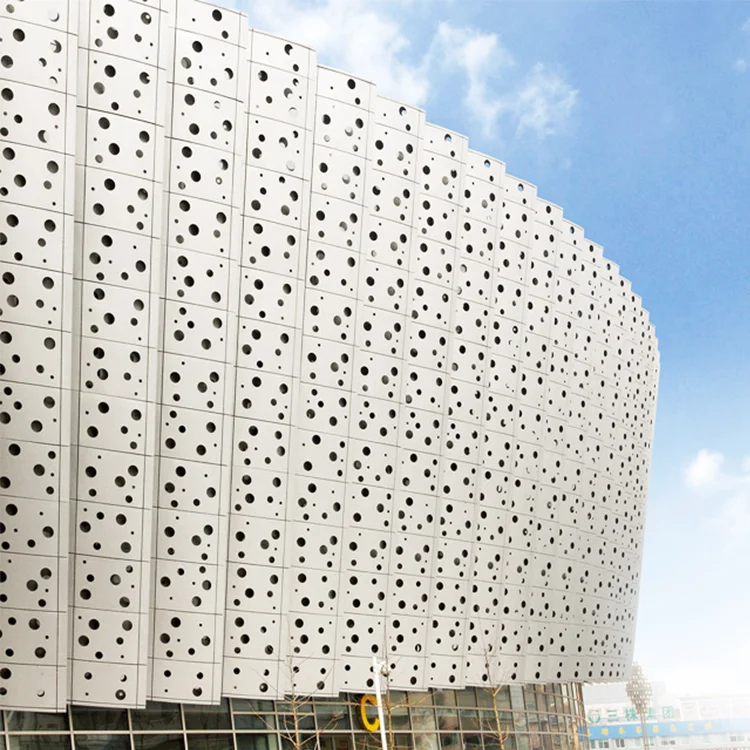 Interior Building Facade Decoration 3mm Solid Aluminum Perforated Panel Sheet Metal Facade Cladd