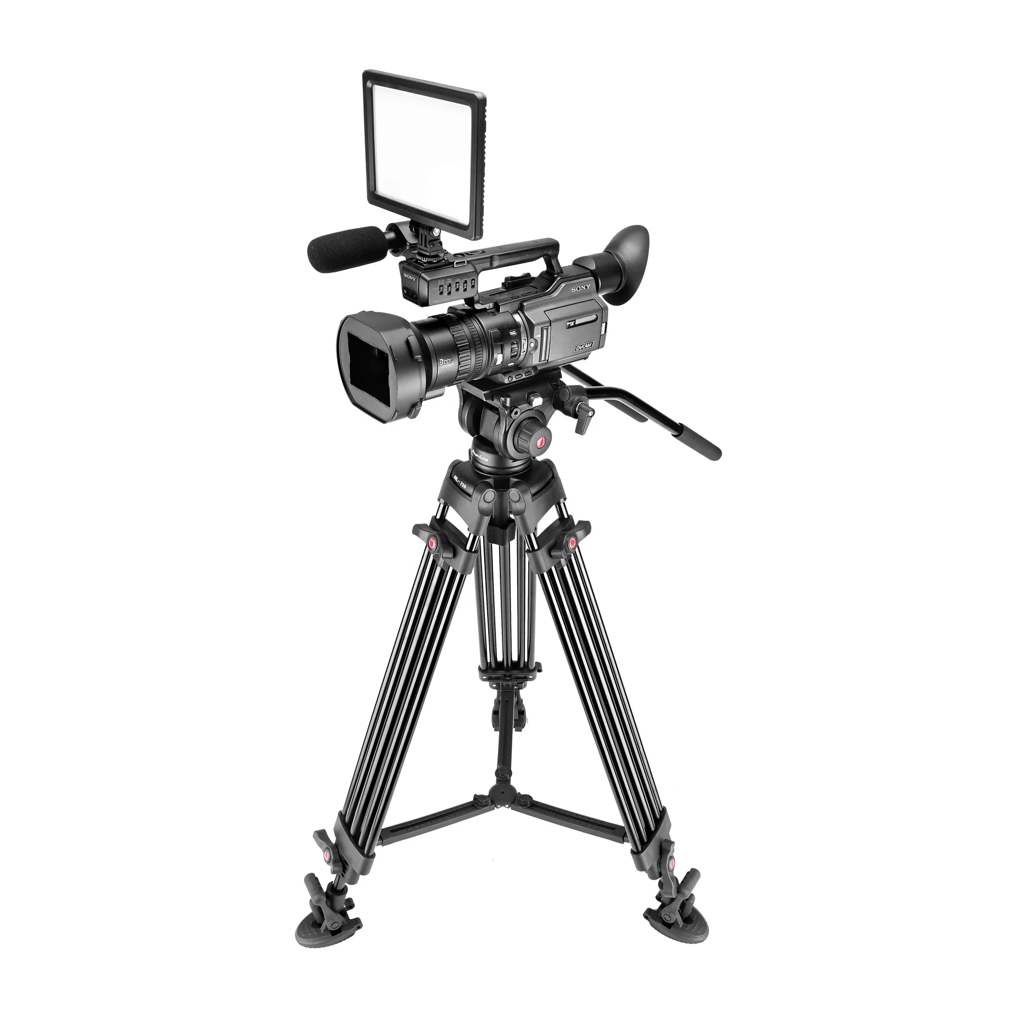 Broadcasting Heavy Duty Tripod with Fluid Head for Canon Nikon Sony DSLR Camcorder Cameras