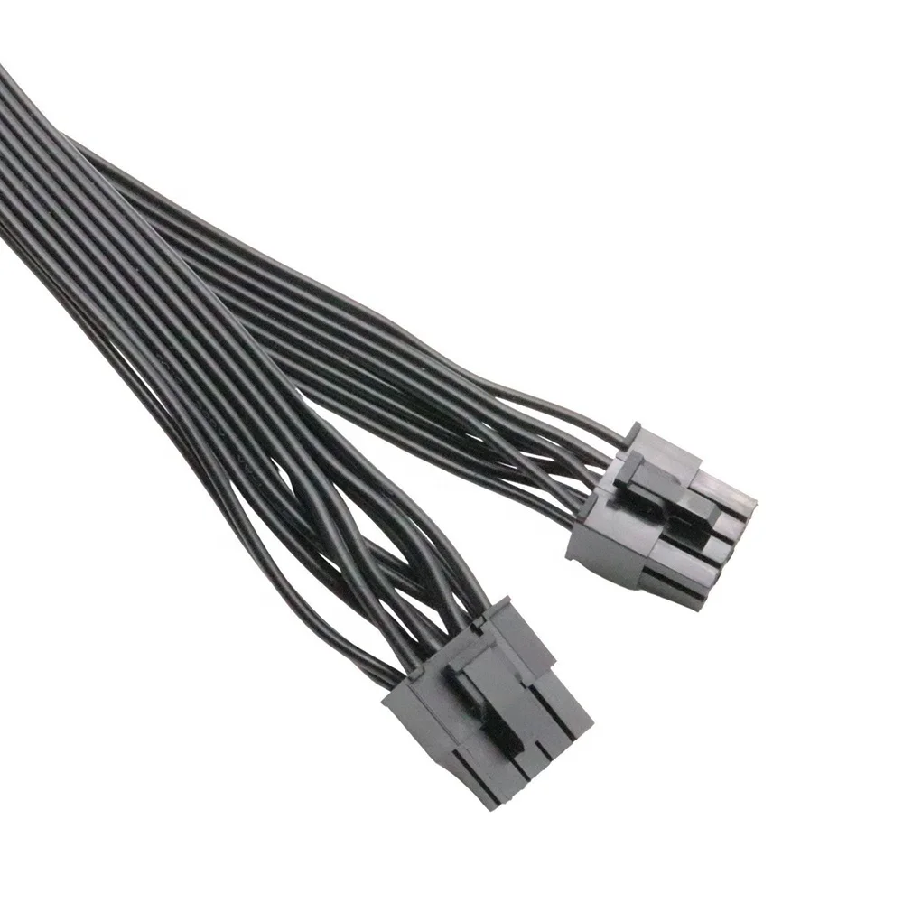 60cm Black PCI Express 8pin To Dual 6+2Pin Power Supply Cable PCIE 8 Pin 1 To 2 Spliter Power Graphics Module Cable