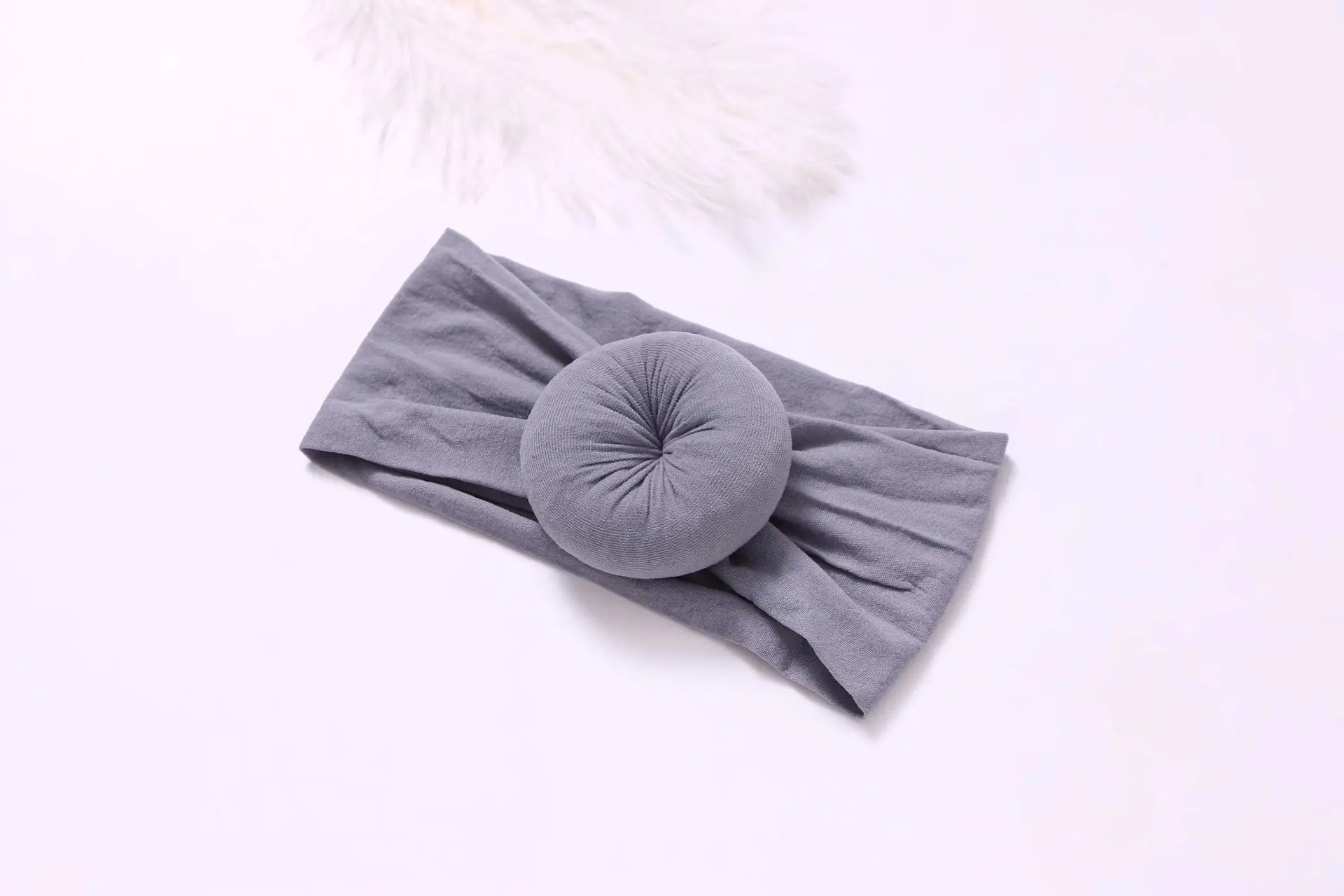Hot Sale Baby Headband Solid Color Elastic Nylon Donut Headband with Hair Scrunchies Feature Decorative Accessories
