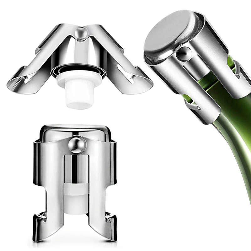 Customized logo stainless steel champagne sparkling wine bottle stopper with strong sealing and reuse