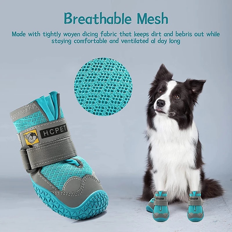 Hot Selling 4Pcs/Set Pet Shoes & Socks Non-slip Breathable Dog Boots Pet Shoes with Reflective Strips