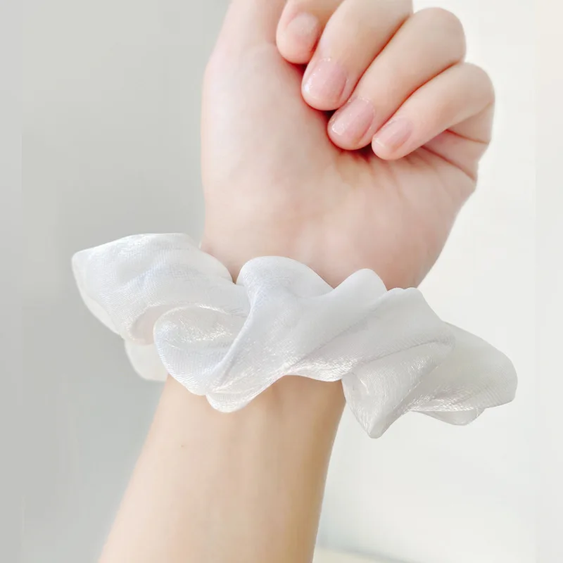 french style solid color silk scrunchy hair band for girls and women