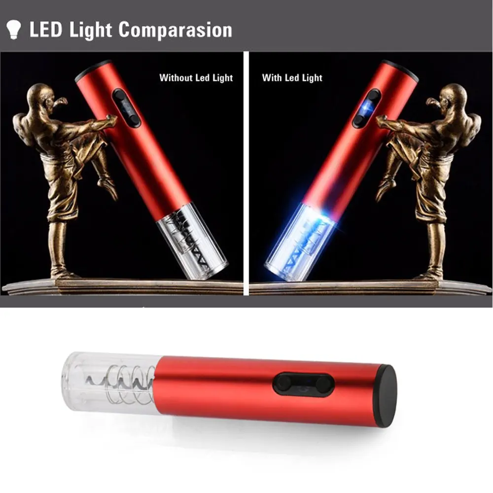 
Professional Grade Battery Powered Red Wine Opener with Removable Free Foil Cutter Electric Wine Bottle Opener 