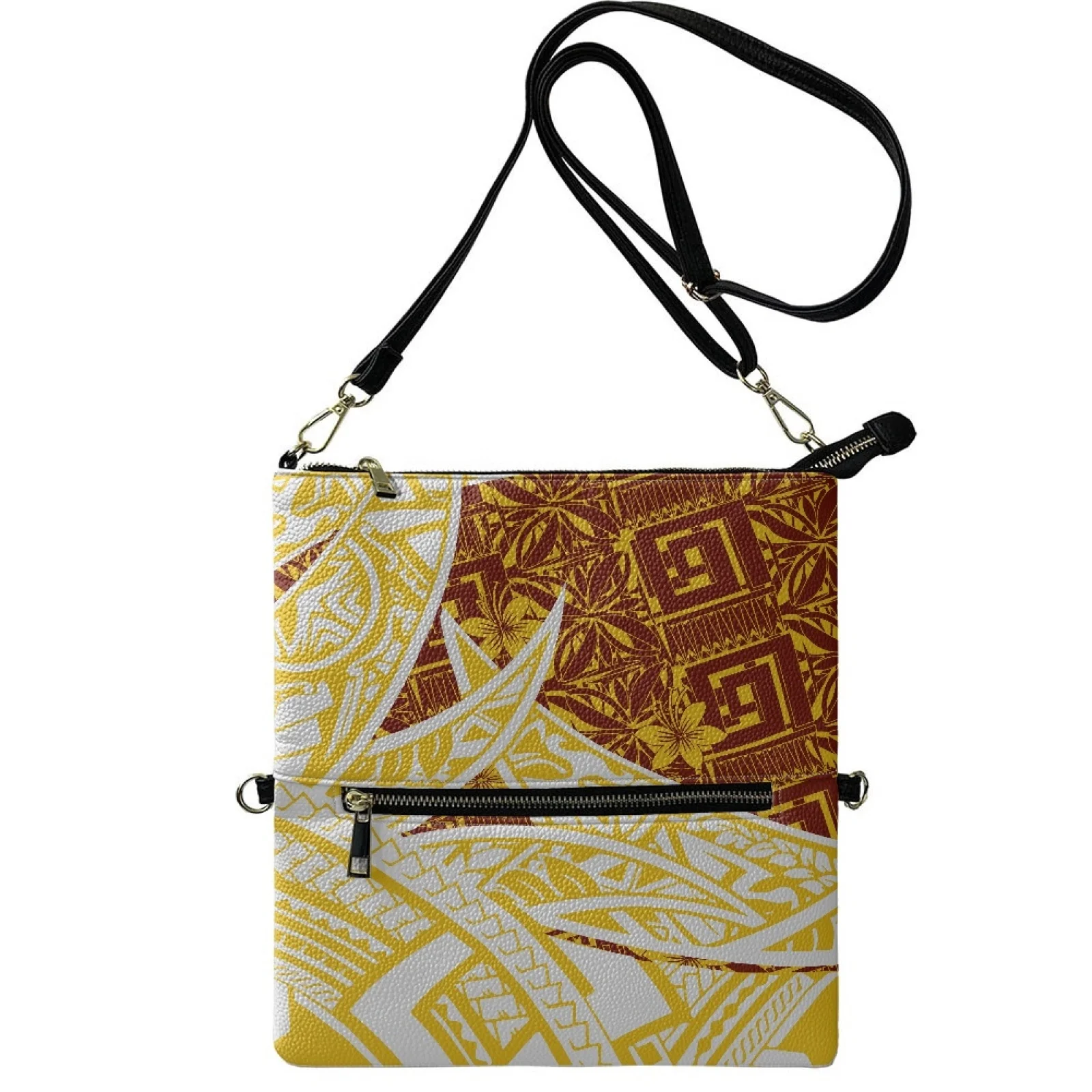 Leather Messenger Shoulder Crossbody Women Bag Samoa Tattoo Design Handbags For Women Luxury Polynesian Custom Ladies Bag