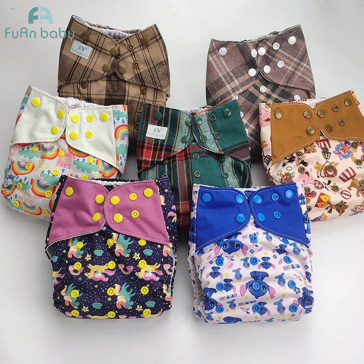 Adjustable reusable diapers washable nappies single or double gusset cloth diaper reusable for boys and girls