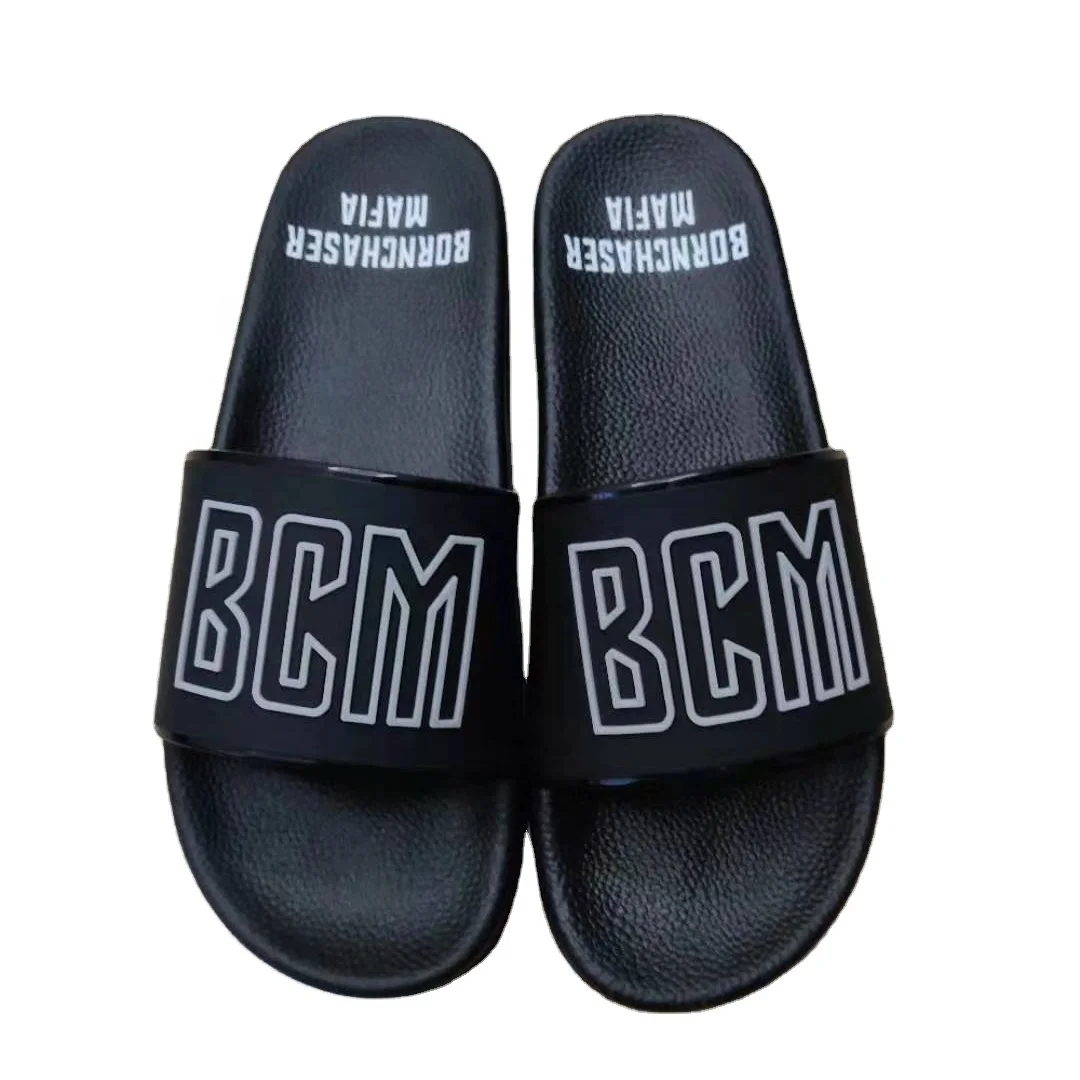 Wholesale custom embossed rubber sides slipper designer sliders footwear men slides with logo women slipper