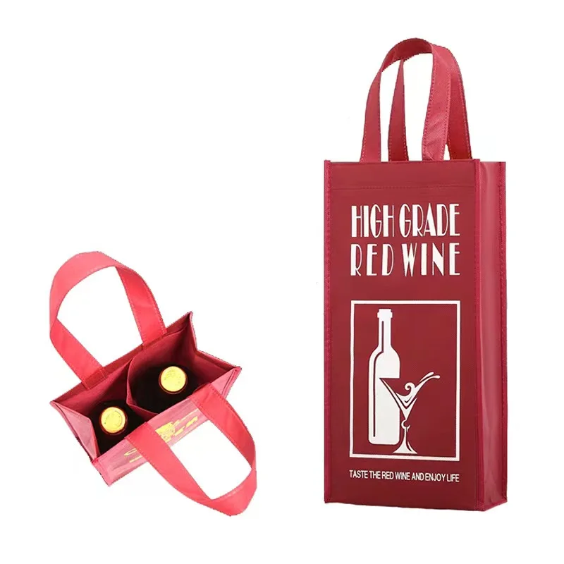 Wholesale Non-Woven Single Double Wine Bottle Bag Reusable Fabric Wine Bottle Bags