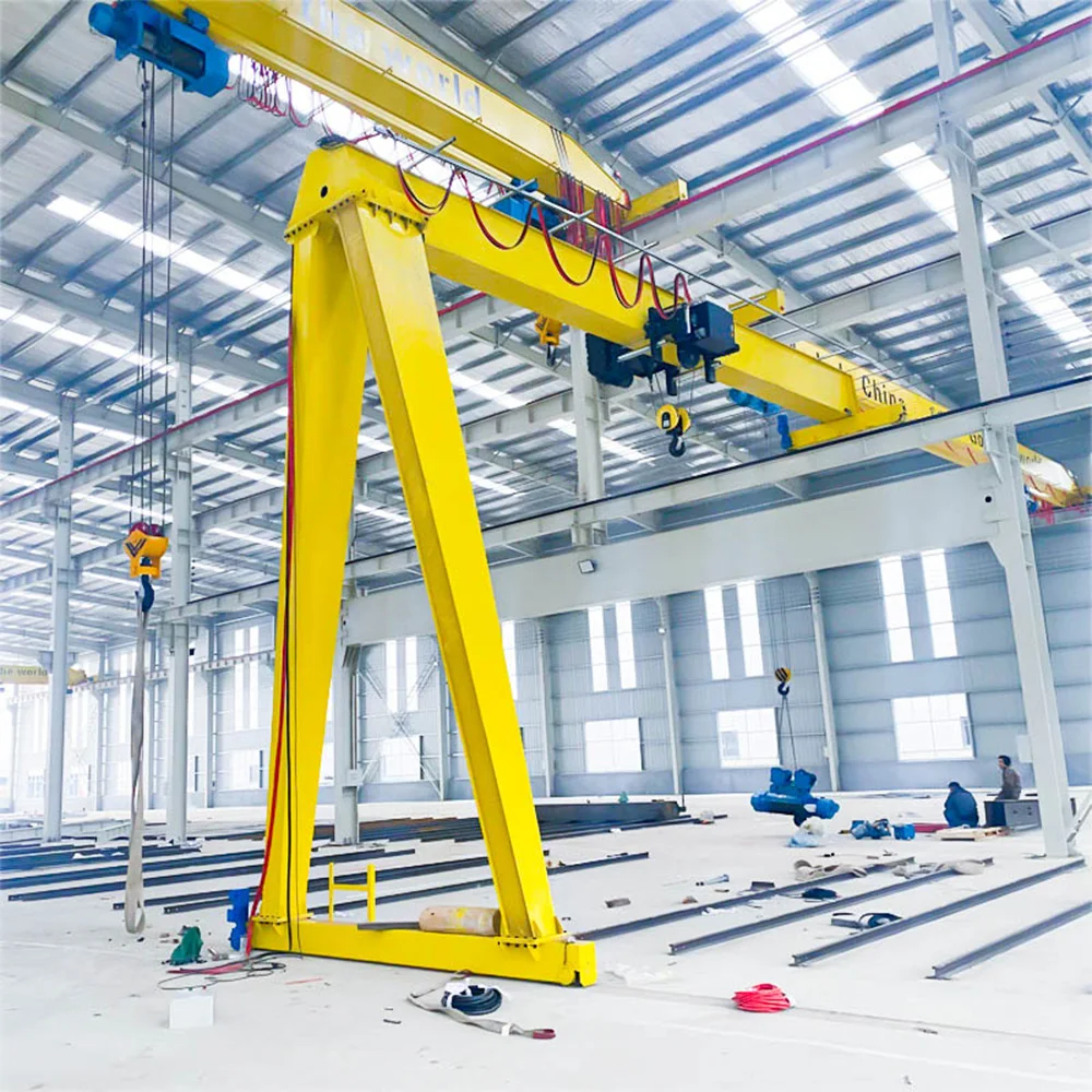 Factory outlet wheel type semi-gantry crane with electric hoist