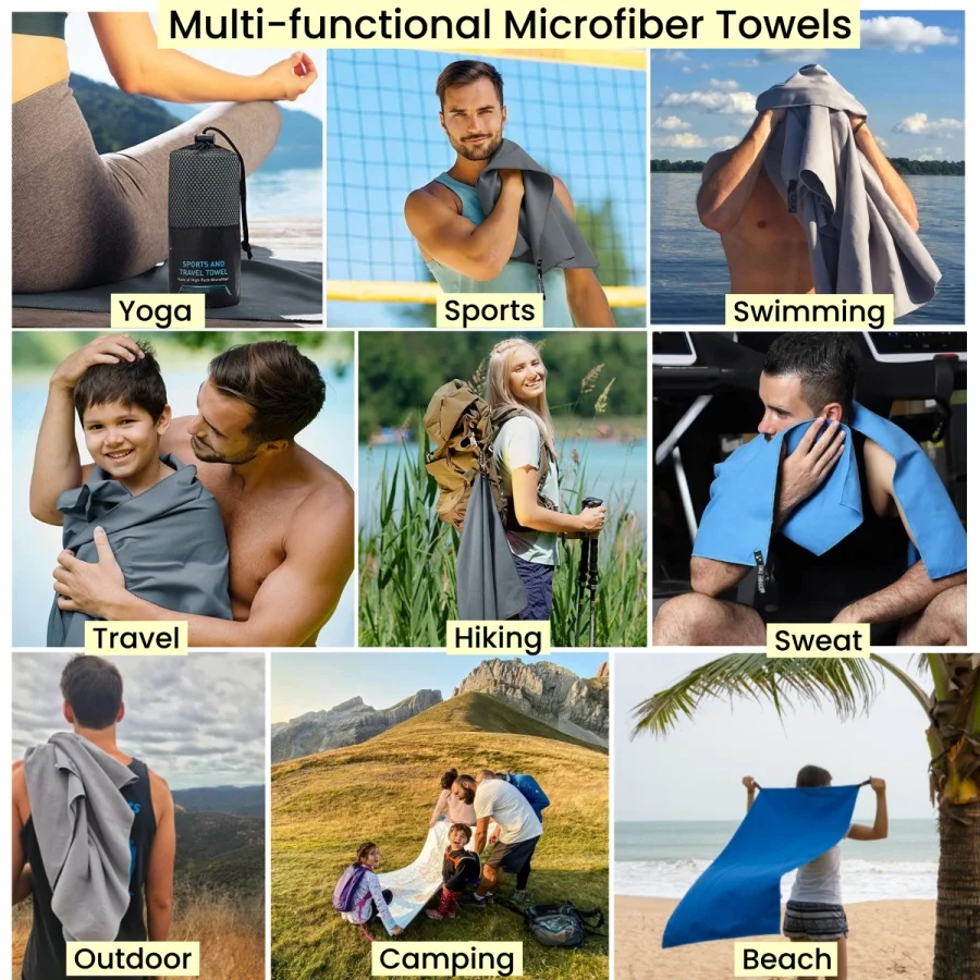 Microfiber Towels Bath Set Gym Face Hand Towel Custom Microfibre Beach Towel for Yoga Sport Cooling