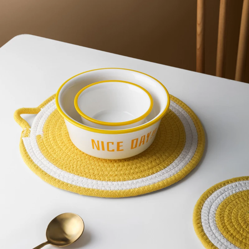cotton place mats for kitchen table round logo customized place mats table mat dinner pad anti-slip heat resistant home decor