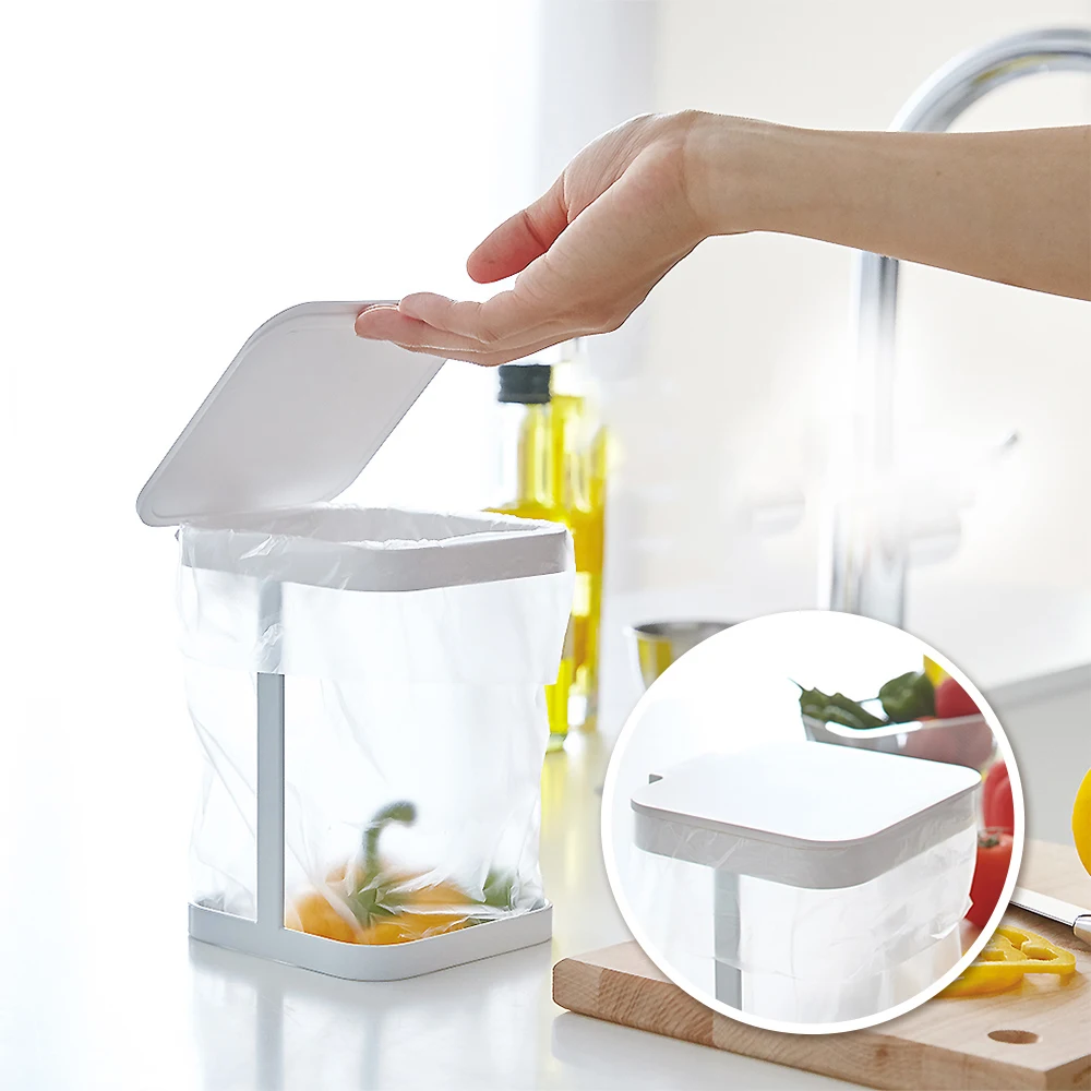 Hot sale Nordic portable kitchen metal garbage trash bag holder rack Can dust bin for kitchen