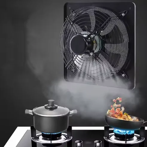 10 Inch Low Speed 220V Square Axial Flow Exhaust Fan Black 1400rpm With Double Mesh Cover for Ventilation Systems