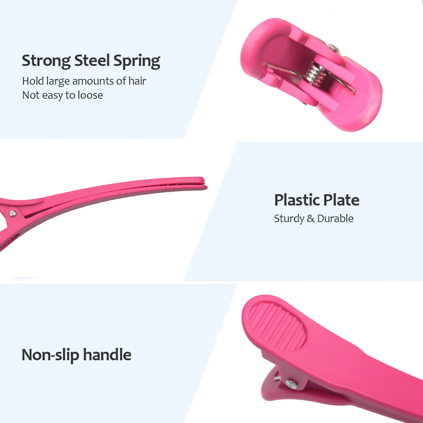 Private Label Hot Pink ABS Plastic Hair Clip 10.5 CM Hot Sale Hairclip