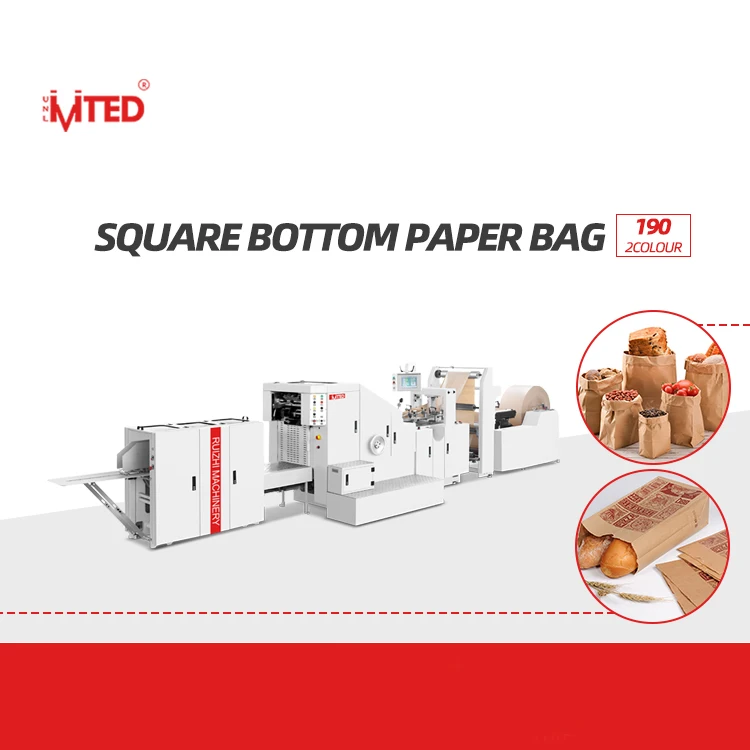 RZFD-190 Grocery Paper Bag Making Machine, Machine Made Paper Bag