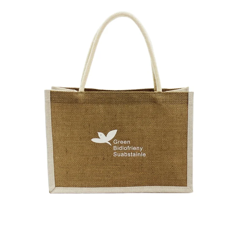 High quality waterproof jute bag custom eco friendly shopping bag printing burlap tote bag