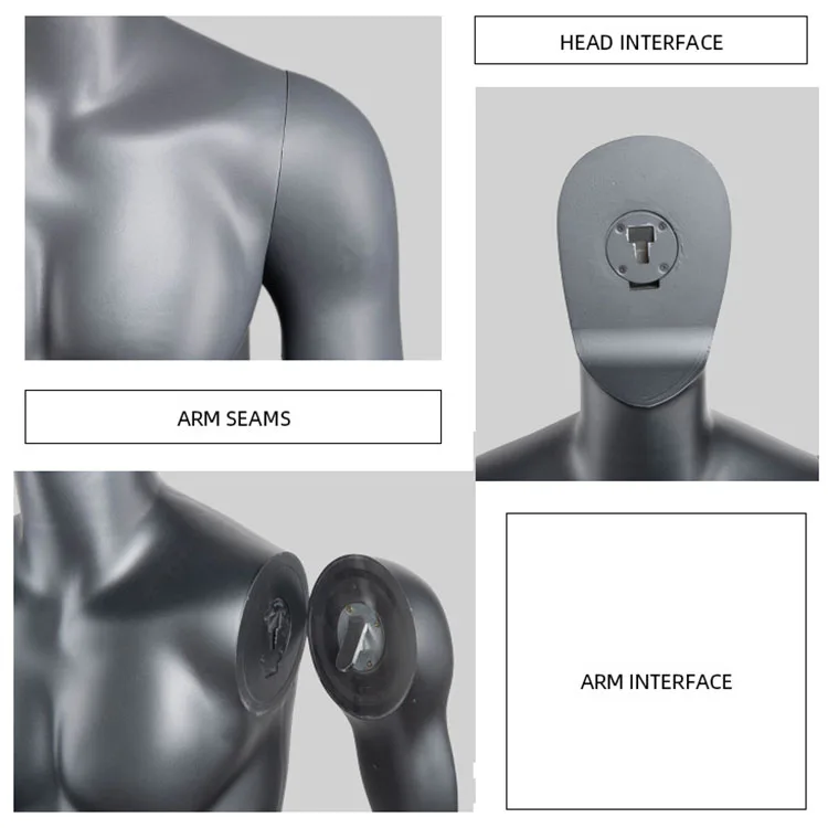 XINJI Golden Face Mannequin Male Torso Upper Body Fashion Mannequins Dummy Models