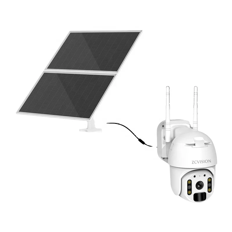 ZCVISION New 24 Hours Recording Wifi IP PTZ CCTV Surveillance Security Solar Camera 4G with Floodlight Full Color Night Vision