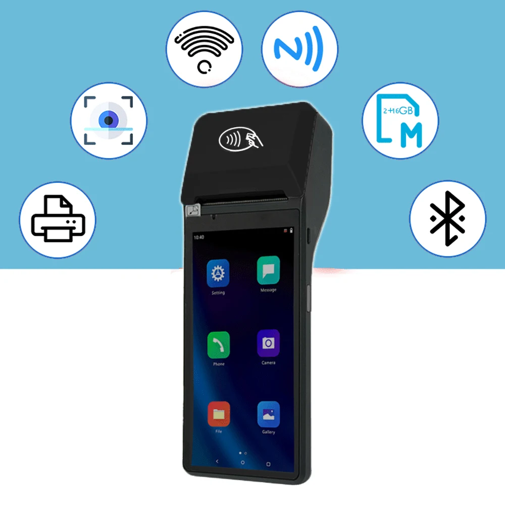 Android Biometric Fingerprint Reader Touch Screen POS Terminal With Label Receipt Printer Z300