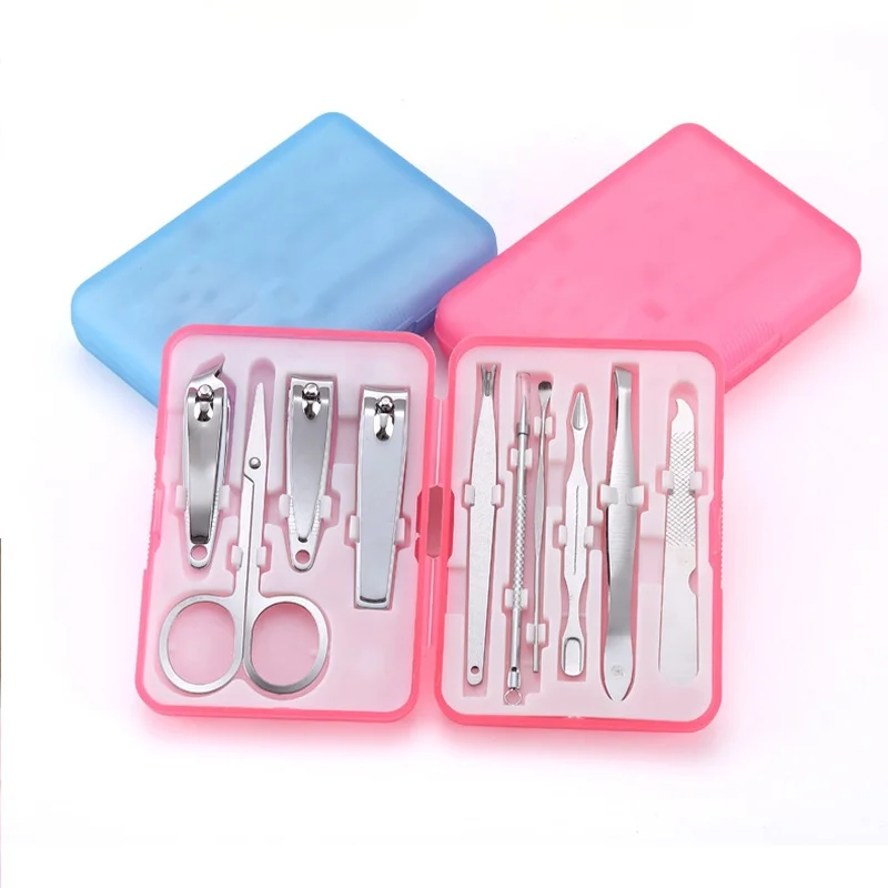 Promotion stainless steel Nail Clipper Scissor Tweezers Pedicure Tool kit mini gift Box Manicure Sets for mothers day gifts 2021