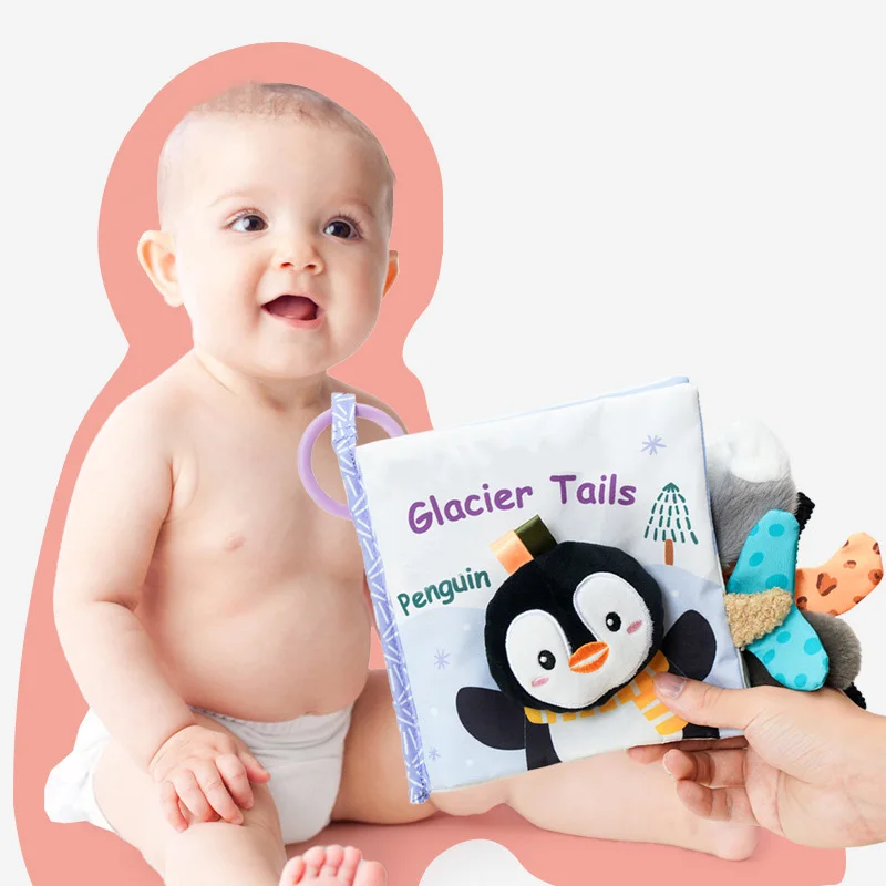 SEEJOYOU Wholesale Custom new products Education Learning soft fabric books sensory baby 3D jungle Farm Tails Cloth Books