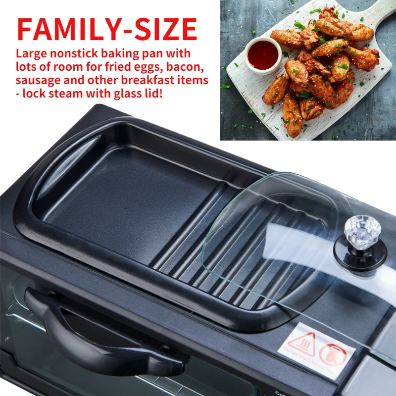 2025 new hot sell 3 in 1 breakfast maker microwave 3 in 1 breakfast station oven coffee maker and frying pan