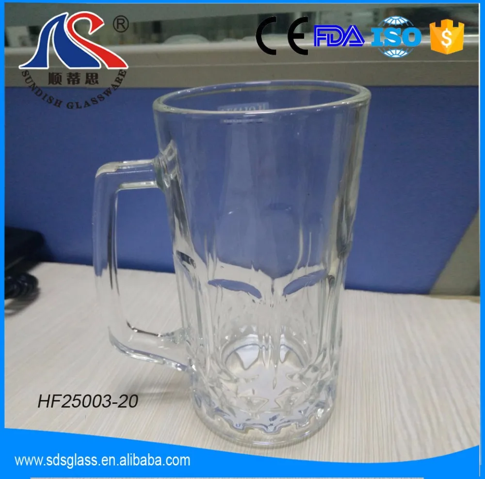 Strong bottom Tall  Large draft  Beer Mugs Glass widen  mouth Cappuccino  Coffee  Tea Cups With Handle