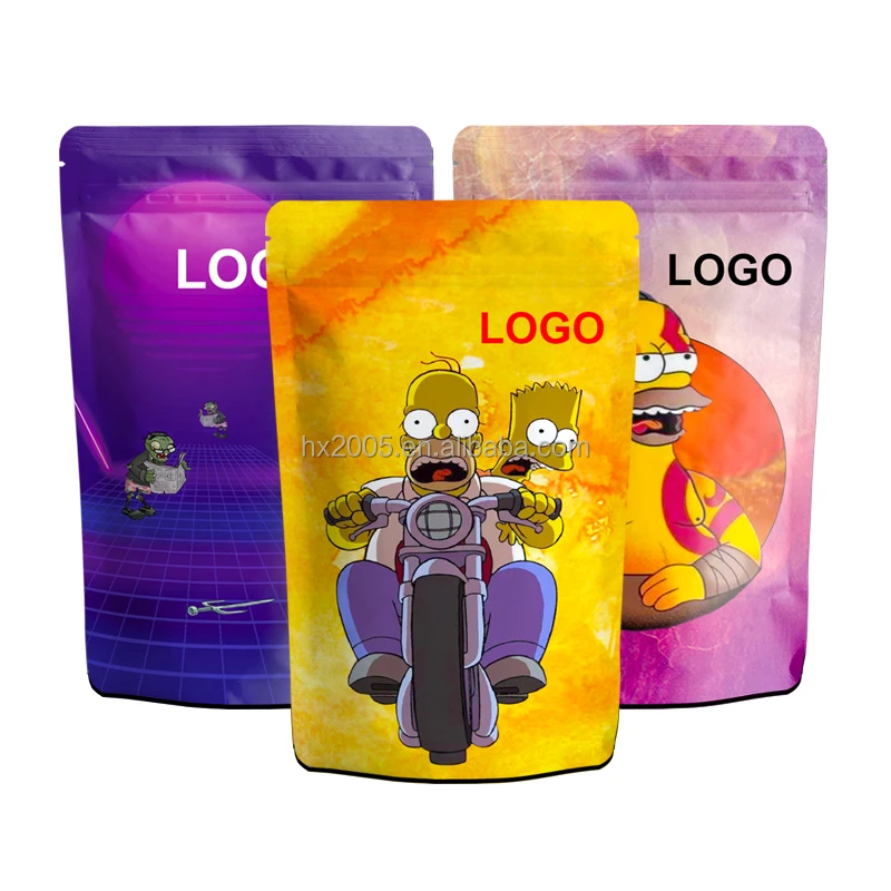 Custom printed resealable 3.5g 7g 28g stand up pouch smell proof children resistance alu foil zipper ziplock mylar bags