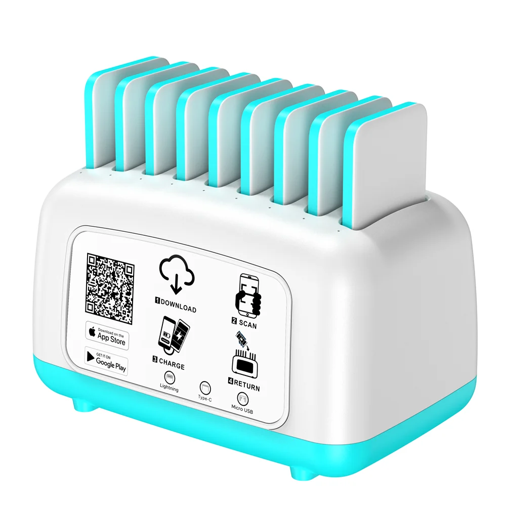 Mobile phone charging station rental shared system power bank rental station pos terminal sharing powebank