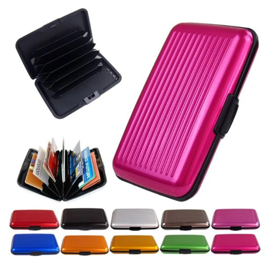 Wholesale Anti theft RFID blocking aluma card holder case Aluminum printed card protector wallet