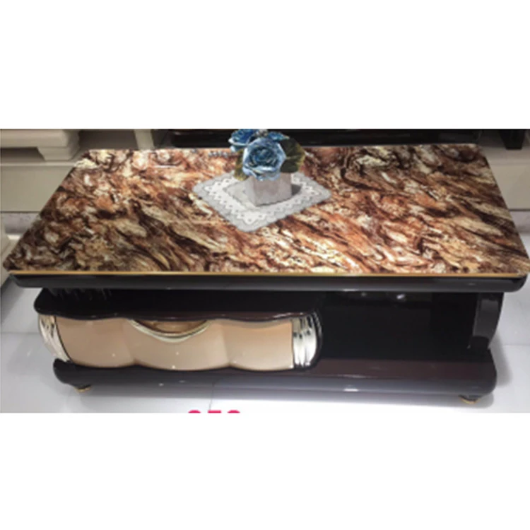 Chinese living room wood furniture design glass coffee tea table modern