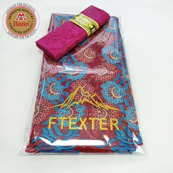 2021 Top Quality Ankara Bazin Riche Fabric And Embroidery Net Lace With Beads Elegant Nigerian Wedding Evening Gowns Net Laces