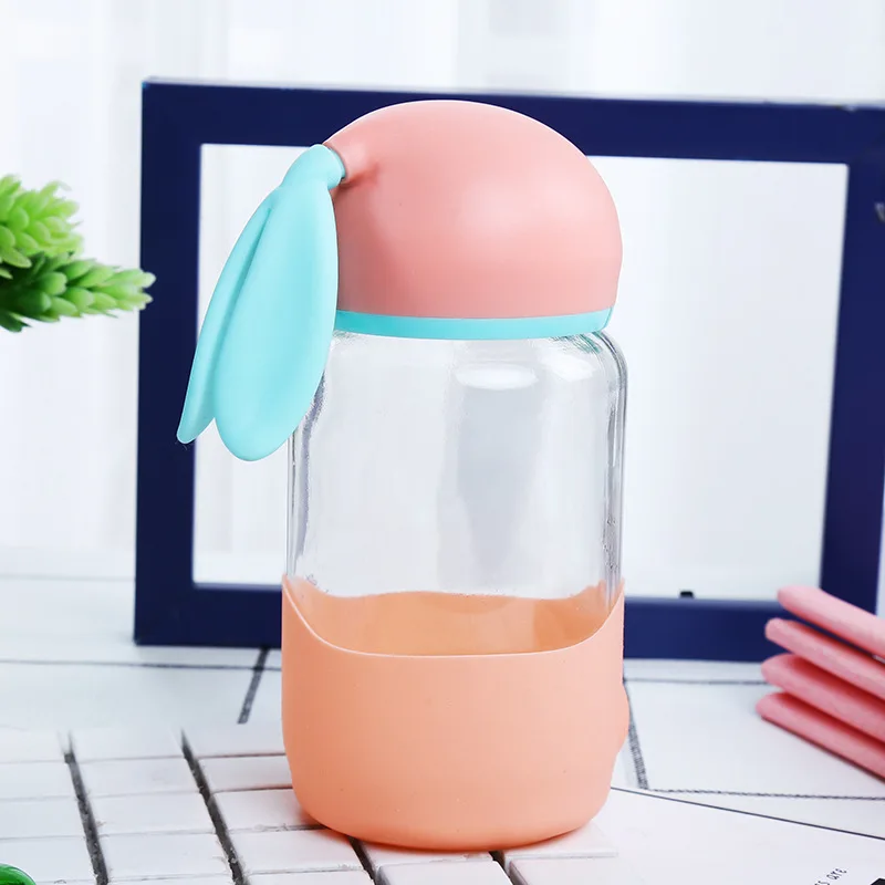 Wholesale Children cute little rabbit outdoor gourdes pour enfants outside custom logo cup kids glass water bottle