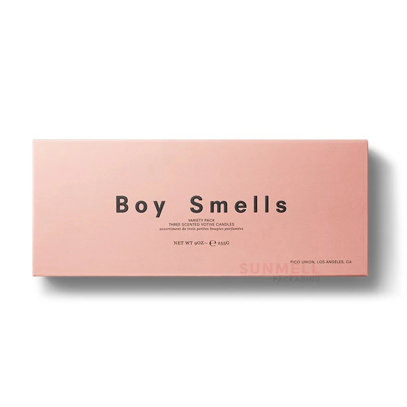 Custom Luxury Uncoated Cardstock Paper Candle Packaging Boxes Design Logo 3 Piece Candle Set Lid And Base Gift Box