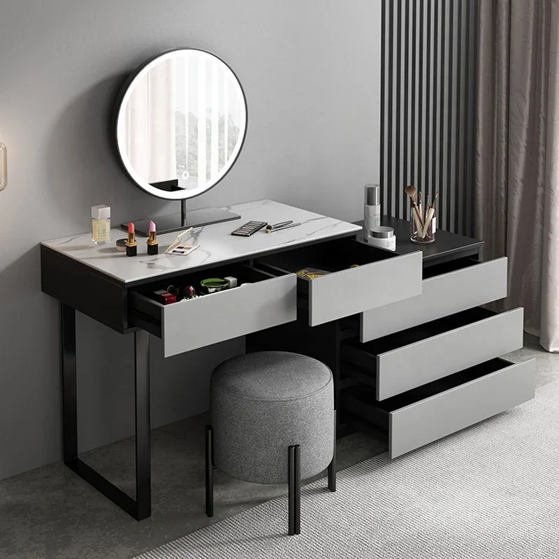storage cabinet integrated bedroom makeup vanities modern minimalist retractable dresser makeup table with mirror