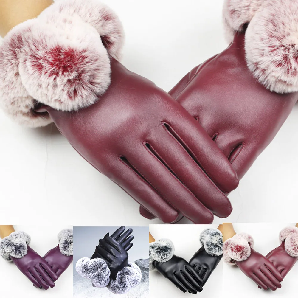 QY autumn and winter warm gloves new arrival ladies leather