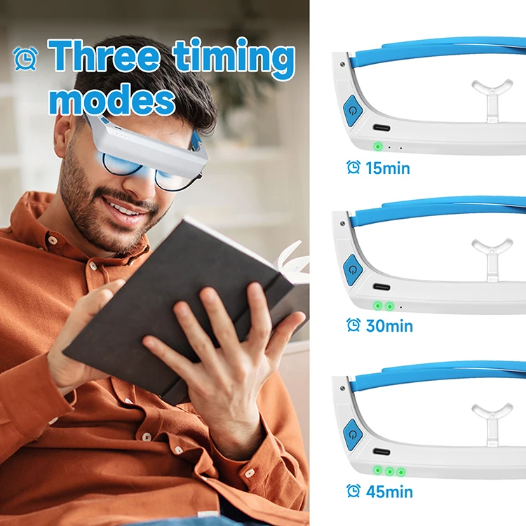 OEM/ODM Blue-White UV-Free Light Therapy Glasses Portable Daylight Wearable Sunlight Lamp Boost Energy Equivalent to 10000 Lux