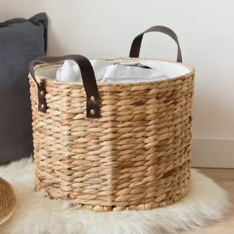 Woven Cotton Rope Eco-Friendly Home Decor Clothes Hamper Pillow Basket Seagrass Bag For Living Room