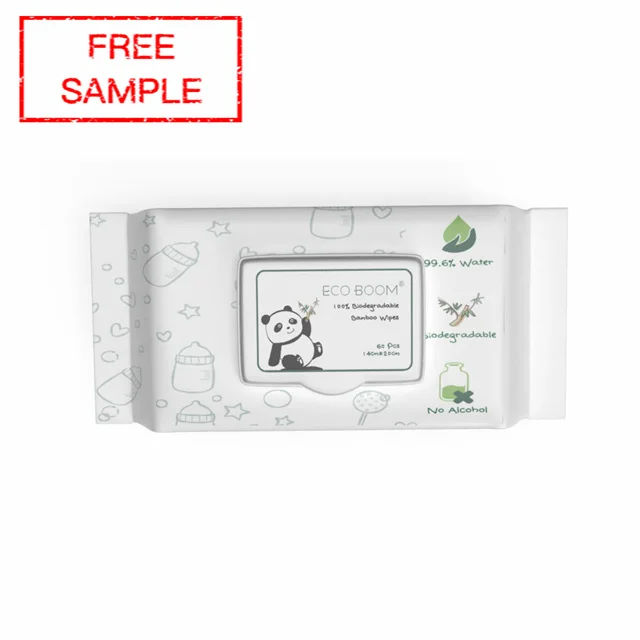 ECO BOOM  oem dispenser travel sell unscented organic cotton compostable wet baby wipe 120 pcs