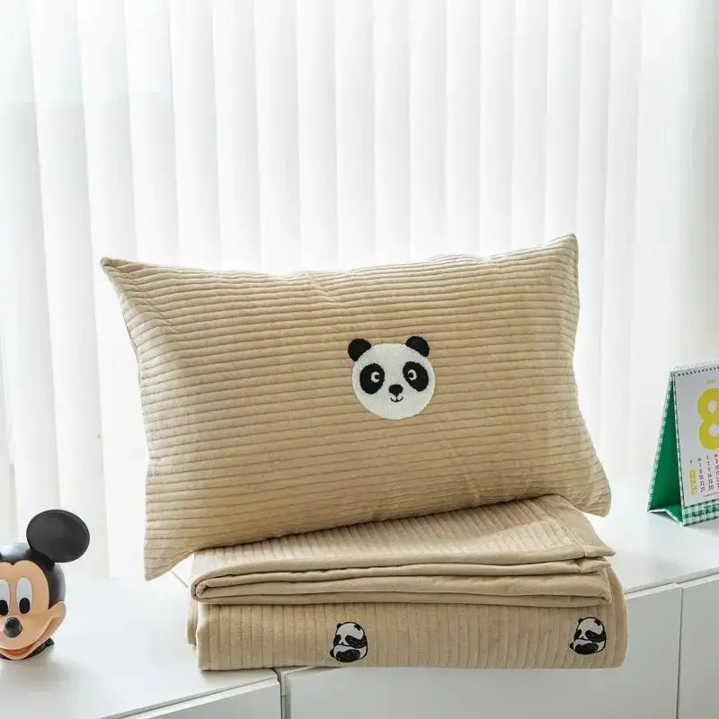 Korean Embroidery Quilted Cotton-Fleece Blend Bed Cover Custom Size Three-Piece Baby Fleece Thickened Sheets for Autumn Winter